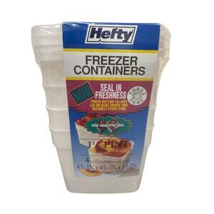 NOS New Sealed Hefty 1.5 PINT Freezer Containers 4 Pack W/ Lids - Mobil